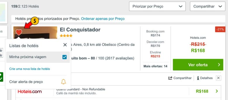 Alerta de preços Trivago
