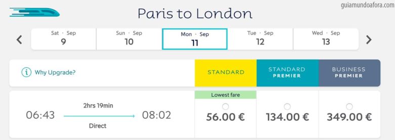 preços eurostar